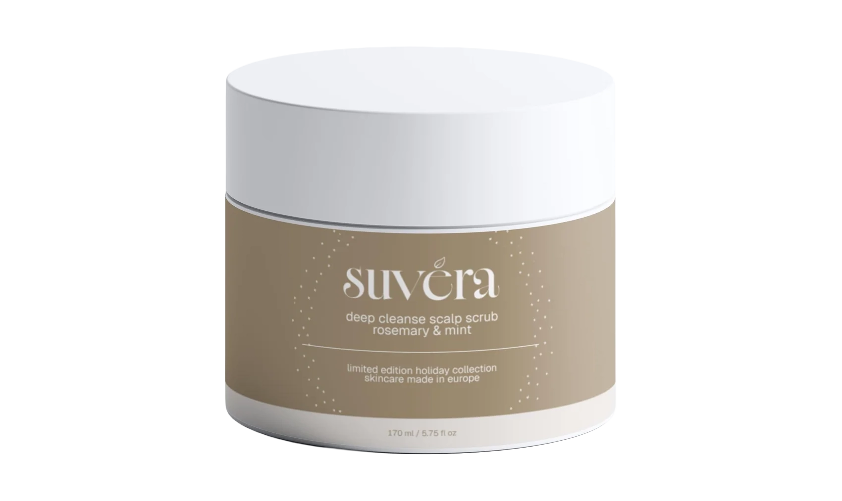Jar of Suvera deep cleanse scalp scrub on a white background