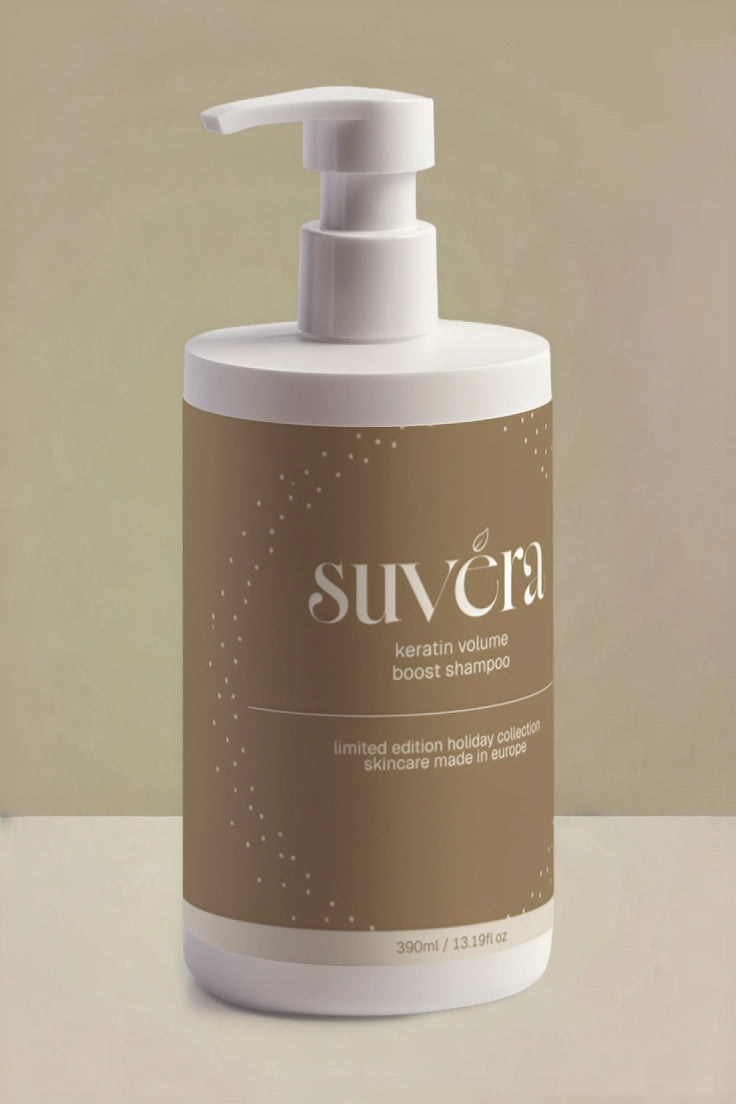 Suvéra keratin treatment bottle standing upright on a light background