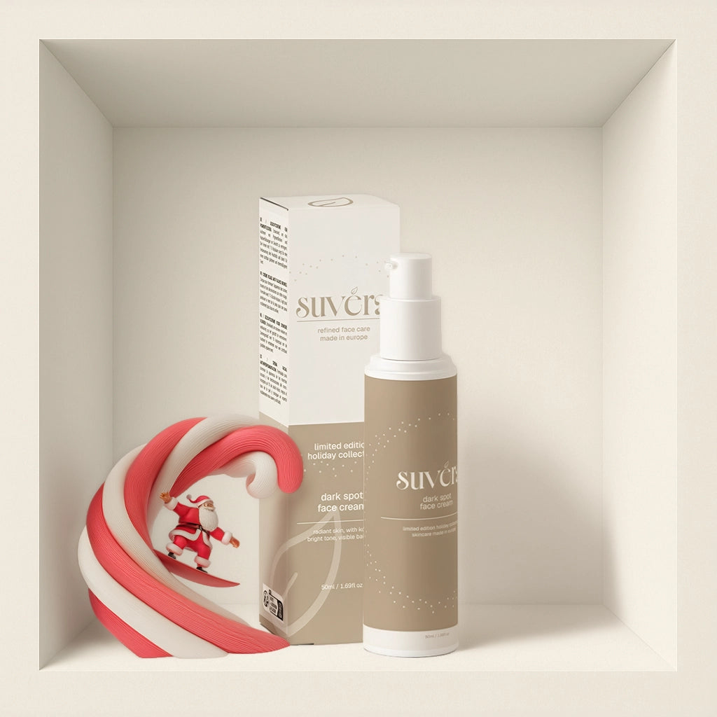 Suvera skincare product with packaging on a neutral background