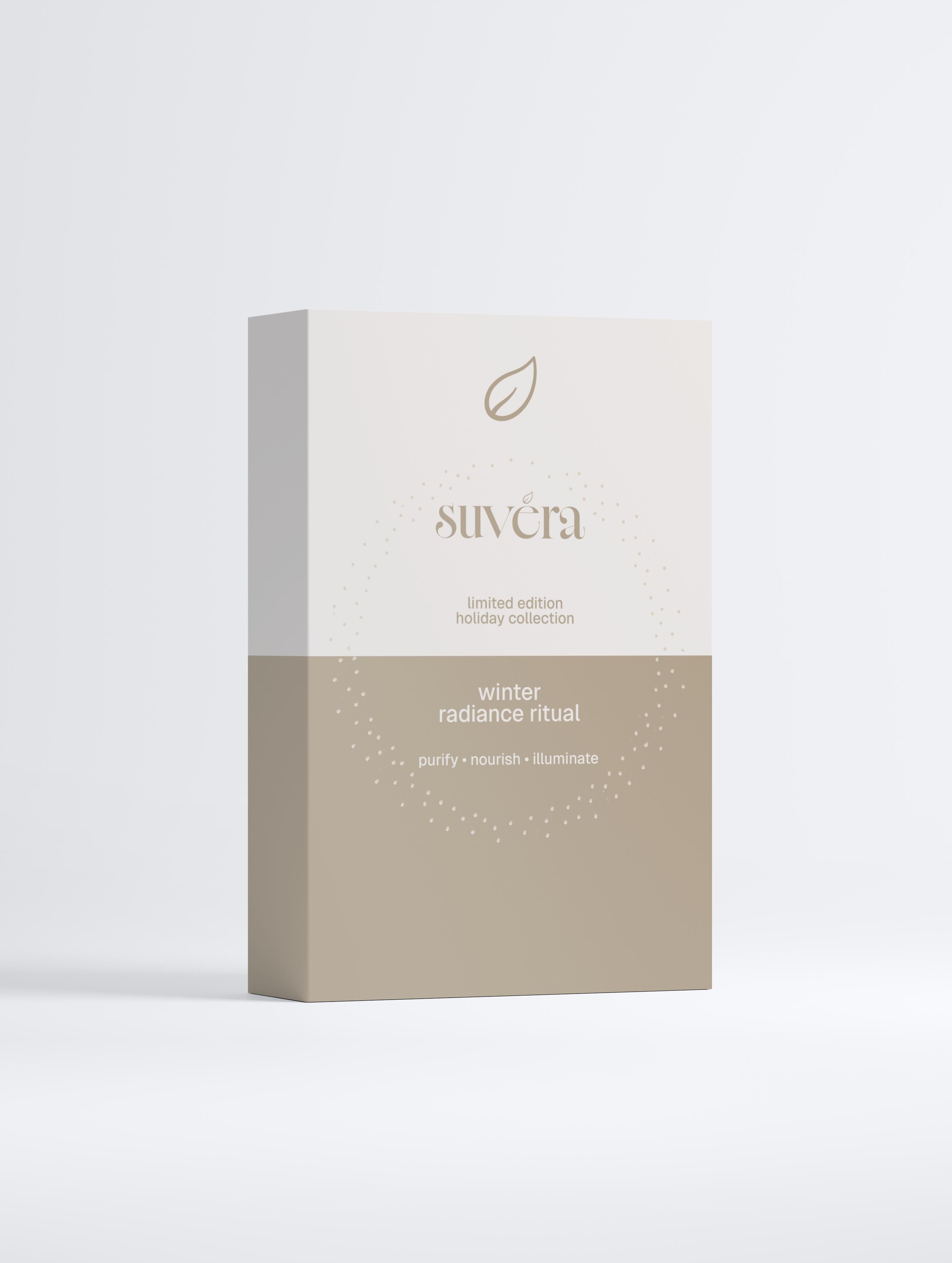 Suvera skincare product packaging on a white background