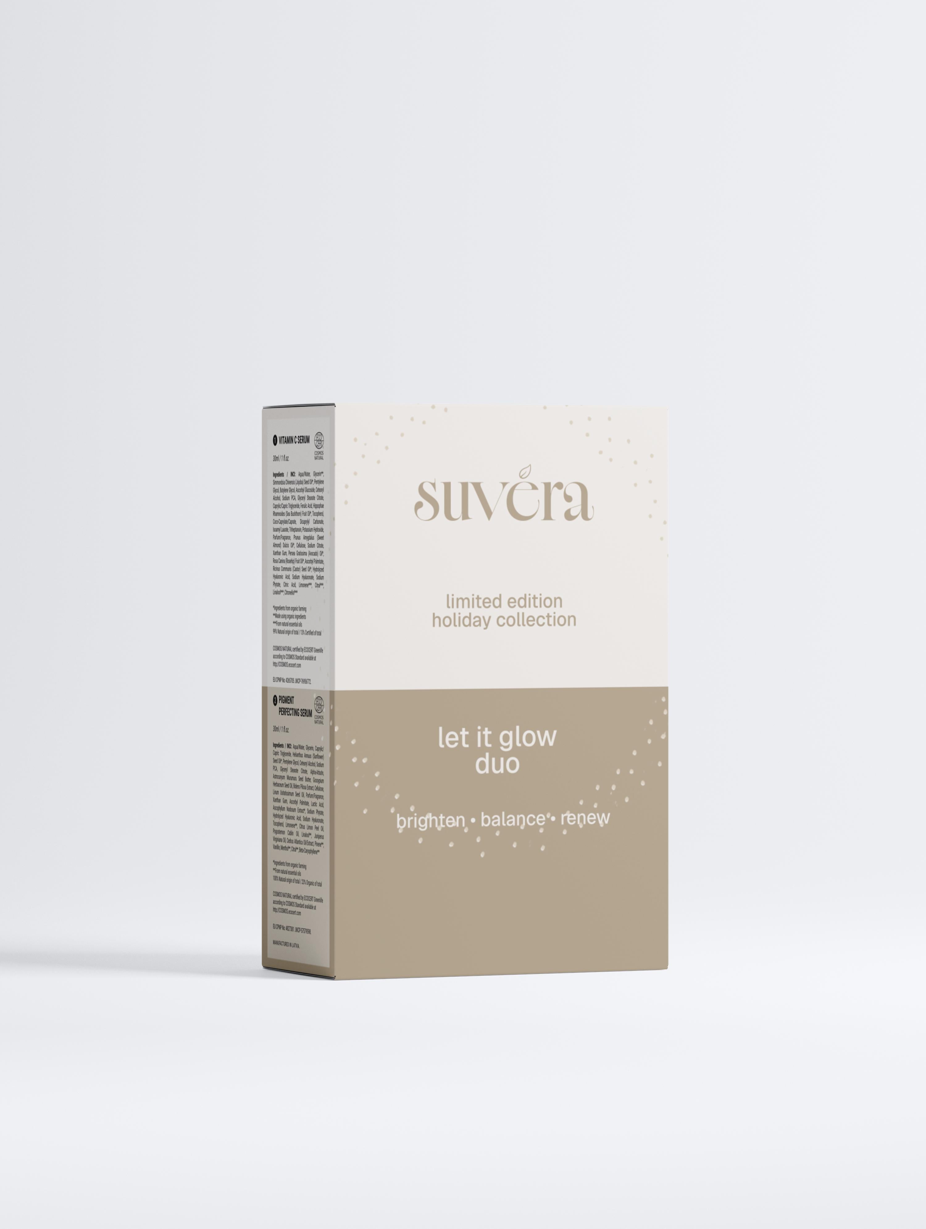 Duvera skincare product packaging on a white background
