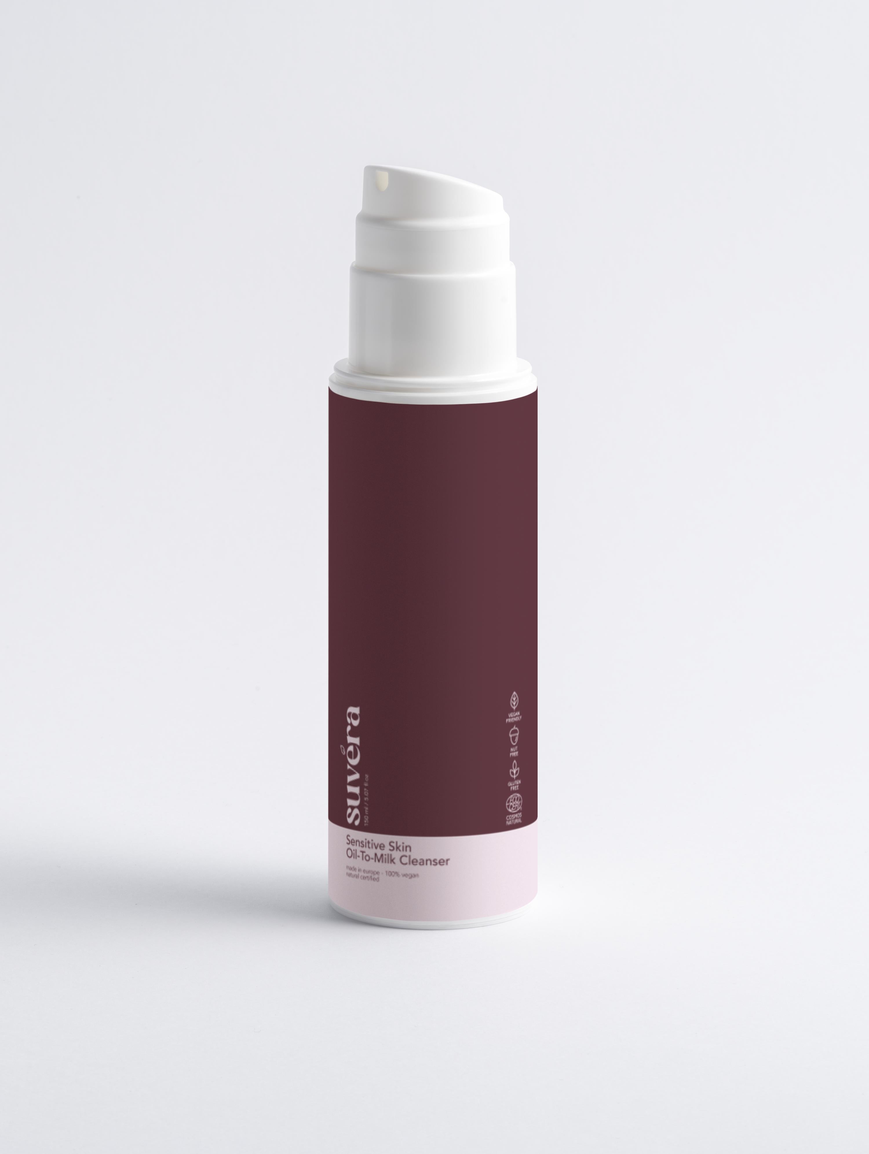 Vegan, organic-certified Suvera face cleanser for sensitive skin